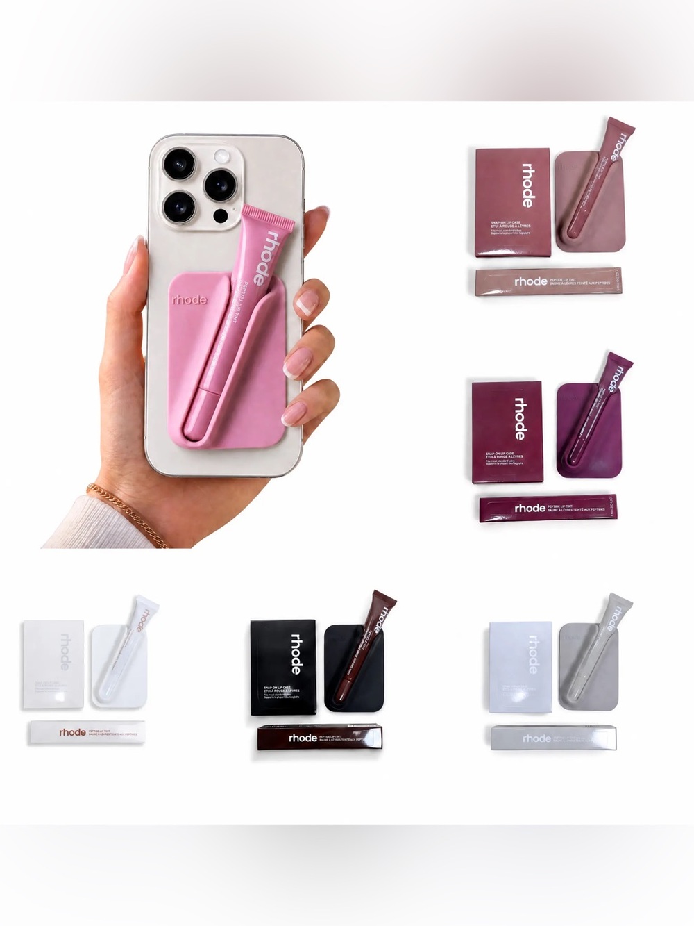 RHODE Snap-On Lip Case in Black White Mauve Berry Pink MagSafe phone Sephora